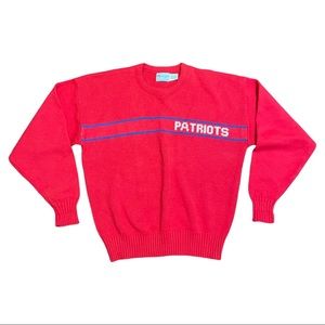 Vtg New England Patriots Cliff Engle Sweater Red Men's XL Wool Blend Made In USA